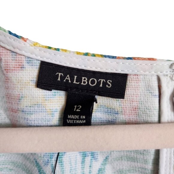 Talbots Dress 12 Green Multi Tropical Parrot Bird Floral Sleeveless Buttons NEW - Picture 4 of 11